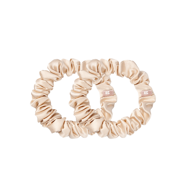 2er Pack beige Seiden Scrunchies in S.
