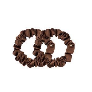 2er Pack braune Seiden Scrunchies in S.