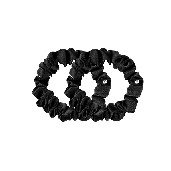 2er Pack schwarze Seiden Scrunchies in S.